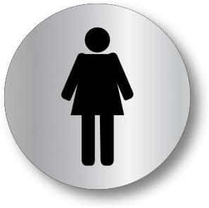 Women's Restroom Sign, 4 x 3 inches, Silver