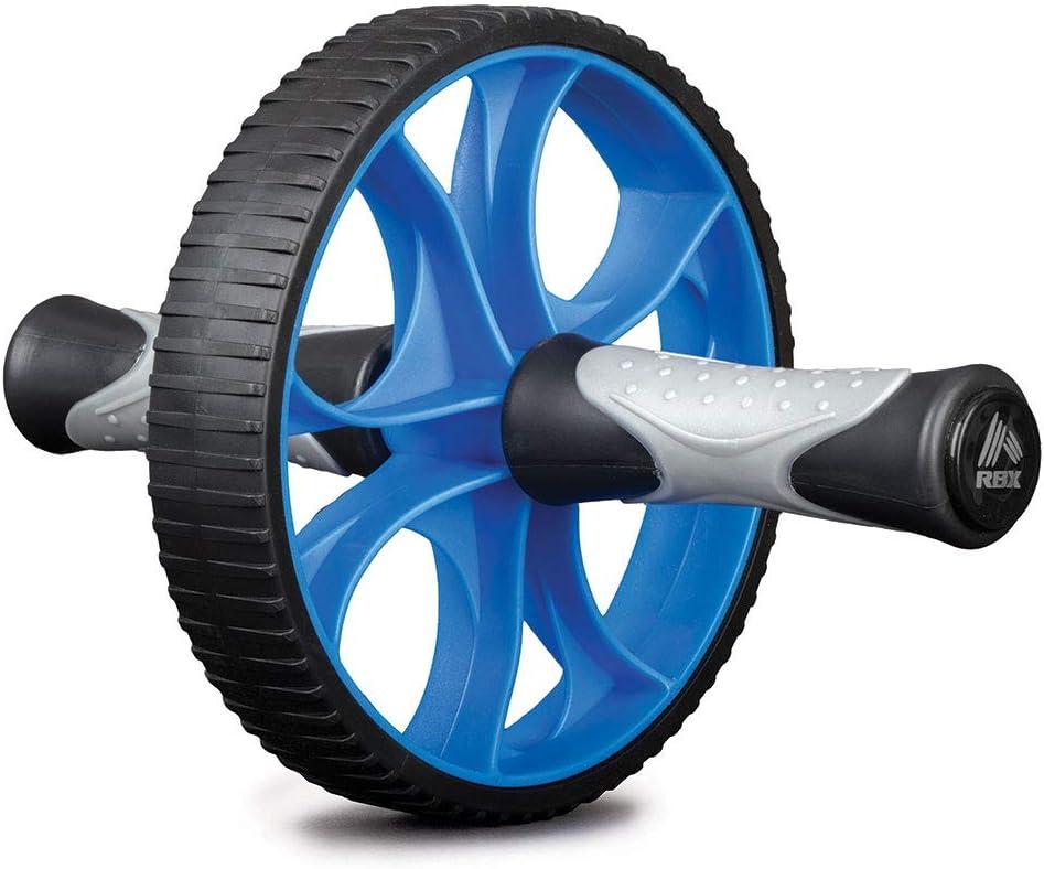 RBX Travel Ab Roller Wheel with Dual Wheels for Core Fitness and Strengthening (Blue)