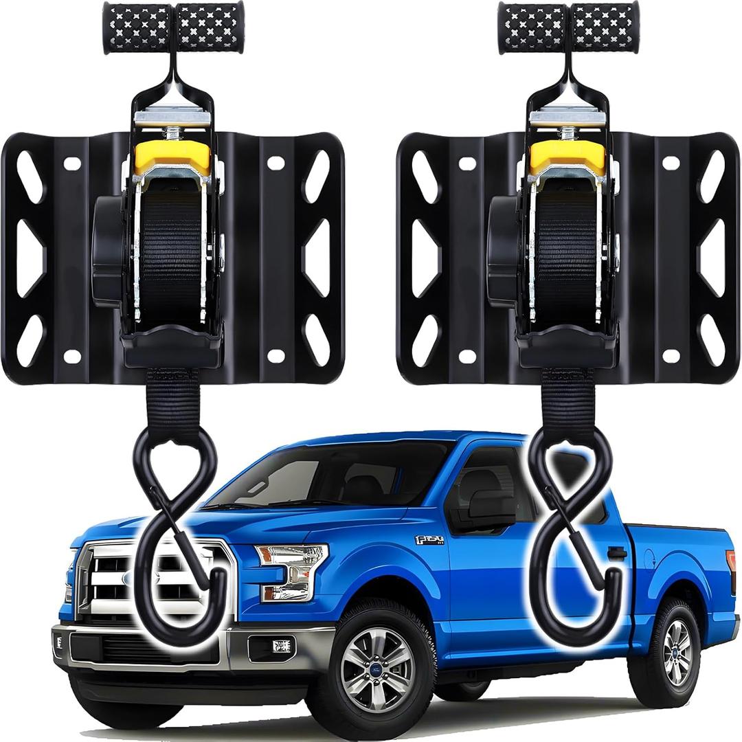 2PCS Retractable Ratchet Straps for 2015-2025 Ford F150 & Raptor, 10 Ft Super Duty Truck Self Retracting Tie Down Anchor Auto Ratchet Straps Replacement for F-150/F250/F350/F450/F550 Bed Accessories