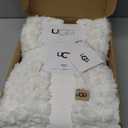 UGG Adalee Faux Fur Throw Blanket Luxury Lightweight Cozy Soft Throw for Couch Bed or Chair Hypoallergenic Machine Washable Double-Sided Fluffy Blanket Home Decor, 50-inch x 70-inch, Natural White