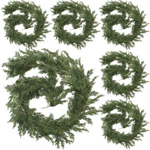 Crowye 6 Pcs 6ft Christmas Cedar Garland Artificial Pine Christmas Garland Realistic Winter Greenery Garland Green Pine Cypress Vines for Holiday Mantel Fireplace Table Centerpiece Xmas Decor