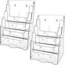 Amazon.com : MaxGear Acrylic Brochure Holder 8.5 x 11 inch, 4 Tier Clear Literature Organizer Magazine Stand Display with Removable Divider for 4 x 9 inch Brochures, Pamphlet, Wall Mount or Countertop, 2 Pack : Office Products