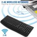 EDJO Wireless Keyboard, 2.4G Ergonomic Full Size Wireless Computer Keyboard with Wrist Rest for Windows, Mac OS Desktop/Laptop/PCBlack