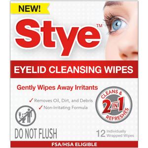 Stye Cleansing Eyelid Wipes – Individually Wrapped Face Wipes Gently Remove Oil, Dirt & Other Contaminants, 12 Count
