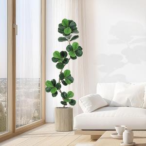 GarveeHome Fiddle Leaf Fig Artificial Tree with White Planter,6 ft Faux Plants Indoor with Moss, Fake Rubber Tall Fake Floor Plant in Pot - Artificial Trees for Home Office Living Room Decor