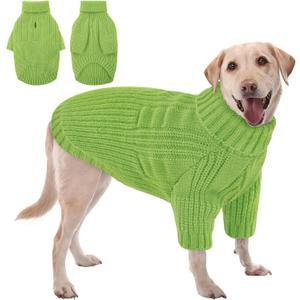 KOESON Dog Sweater, Turtleneck Pet Sweaters with Leash Hole, Warm Soft Sweater for Dogs Female Male, Pet Knitted Pullover for Christmas, Thanksgiving, Fall, Winter and Spring (Large, Green)