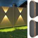 Ellasay Fence Lights Solar Powered,2 Pack Solar Wall Lights Outdoor Up and Down IP67 Waterproof,3 Colors Modes Brighter LED Lens Solar Lights Dusk to Dawn 12h for Patio,Backyard,Porch,Railing,Balcony (3000/4000/6000K)