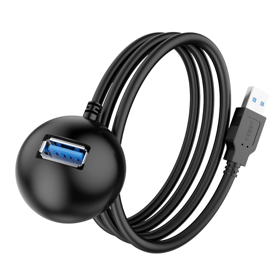 10FT USB 3.0 Extension Cable with Pedestal, 5Gbps USB 3.0 Type-A Male to Female Extension Stand for Desktop, Flash Drive, Card Reader, Keyboard, Mouse, Webcam, Etc