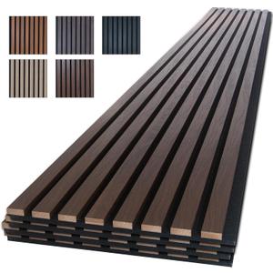 NeatiEase Wood Panels for Wall, 4-Piece 96" x 12.6" Soundproof Wood Slat Wall Panel for Interior Wall Decor Noise Cancelling, Wood Acoustic Wall Panels, Sound Absorbing Panel (Rustic Walnut)