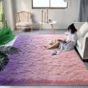 DweIke Luxury Fluffy Kids Rugs for Living Room Bedroom, 8x10 Large Shaggy Pink and Purple Area Rug for Girls Boys, Upgrade Plush Non-Slip and Washable Colorful Fuzzy Carpet for Dorm Nursery Decor