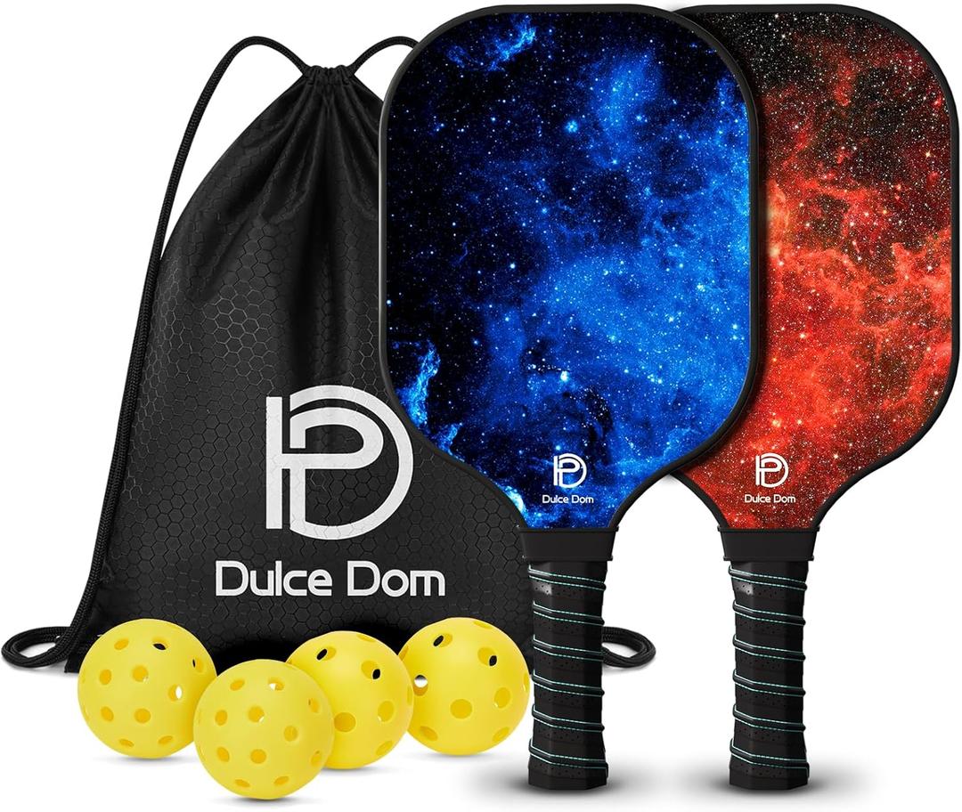 DULCE DOM Pickleball Paddles Set of 2/4 - USAPA Approved, Fiberglass Surface Pickleball Racket with 4 Indoor Outdoor Pickleball Balls and Pickleball Bag, Ideal Training Equipment Gift for Men & Women