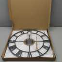 Large Modern Metal Wall Clocks Rustic Round Nearly Silent Little Ticking Battery Operated Roman Numerals Clock for Living Room/Bedroom/Kitchen Wall Decor-(Black, 47cm) (19 Inch)