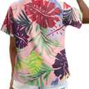 Women Hawaii Shirts: Soft Cool Floral Tropic Print V Neck Summer Tops Short Sleeve Button Up Tops T-Shirt (XL)