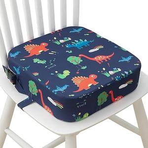 Eiury Toddler Booster Seat for Dining Table, Portable Kids Booster Seat with Safety Buckles Portable Increasing Booster Cushion with NonSlip Bottom (Blue Dinosaur), 13.4"D x 13.4"W x 3.54"H