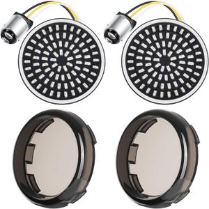 PBYMT 2inch Rear Turn Signals, 81 LEDs 1157 Turn Signals with 2 Smoked Lens Cap Fit for Harley Touring Road Glide Road King Electra Glide Street Glide Sportster Iron Dyna Softail 1986-2024