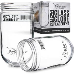 Glass Globe Replacement for Light Fixture (2 Pack) Covers Bulbs in Kitchen Hoods, Walk-In Refrigerators, Ceiling & Outdoor Lights Replacement Globes for Light Fixture - L10-X006 by FryOilSaver Co.