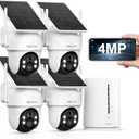Security Cameras Wireless Outdoor, No Monthly Fee Solar Camera Outdoor Wireless, 4-Camera 2K Home Security Camera System with Base Station, Local Storage, PIR Motion Detection, Color Night Vision