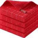 Homaxy 100% Cotton Terry Kitchen Dish Cloths, Ultra Soft and Absorbent Dish Towels for Kitchen, Suitable for Drying and Washing Dishes, 4 Pack, 12 x 12 Inches, Red