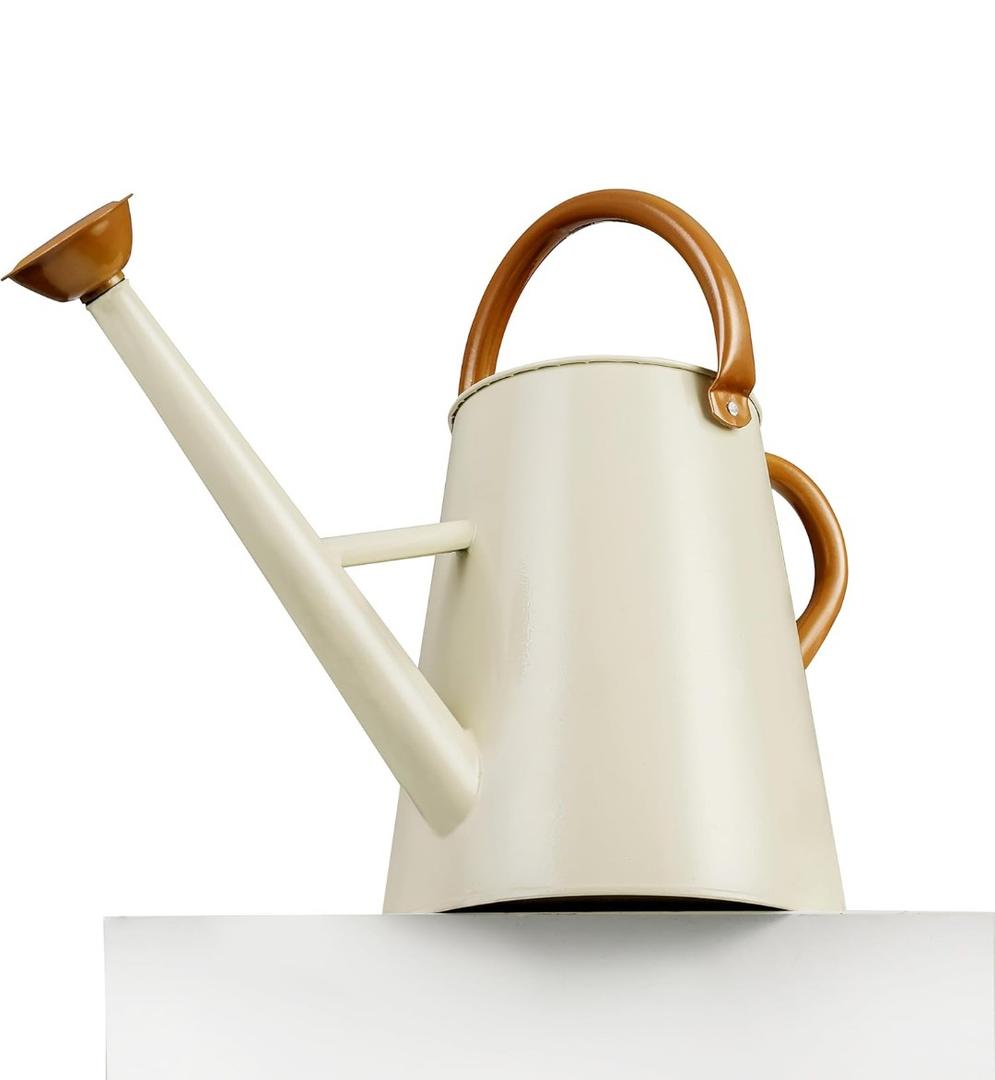 Metal Watering Can with Removable Spout, 1.5 Gallon Large Watering Cans for Plants, Galvanized Steel Gardening Water Can for Indoor & Outdoor Use, Watering Pot with Ergonomic Movable Handle(White)