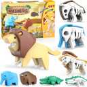 Magnetic Animal Building Toys, STEM Toddler Learning Toys 3D Puzzle Animals for Boys Girls, Educational Magnetic Travel Montessori Toy Lion Elephant Crocodile, Unique Birthday Gift for Kids 3 4 5 6 7