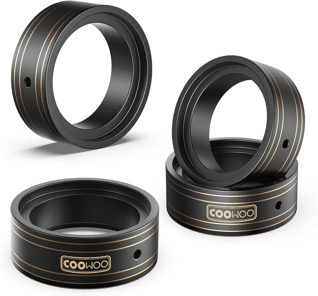 COOWOO Brass RC Wheel Rings, Internal Clamp Beadlock Rings Upgrade Parts for 1/18 TRX-4M RC Crawler Cars with 1.0 Wheels, Compatible with Stock Tires, Set of 4, Black