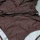 ZAFUL Women's Swimsuit Tankinis Tummy Control Bathing Suits 2 Piece Swimsuit Full Coverage Slimming Tankini Top with High Waisted Bottom Brown XL