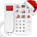 Uvital Big Button Phone for Seniors, Corded Landline Phone with 9 One-Touch Dialing Big Buttons, Hands-Free Calling, Loud Ringer, Easy to Use for Visually Impaired Telephone for Seniors