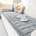 Plush Sofa Cover Washable, Cozy and Soft Faux Fur Couch Covers, Non Slip Fuzzy Furry Sofa Mats for Babies Pets(Light Gray/28"x82"/4-Seater Sofa Cover)