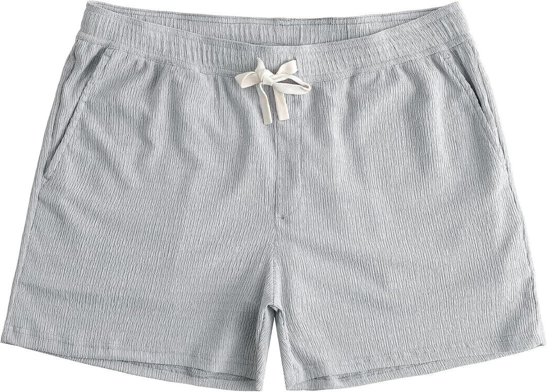 JOTOOK Mens Casual Shorts 5 Inch Lightweight Stretch Summer Shorts Elastic Waist Drawstring Vacation Beach Short Large Light Gray (Gray, L)