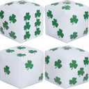 Realspring 4 Pcs St. Patrick's Day Jumbo Inflatable Dice 12 Inch Big Large Shamrock Dice Giant Blow up Cube Decorations with Clover Decor for Irish Game Pool Beach Party Ludo Board Game Night Party