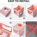 Panghuhu88 Foldable Cat Litter Box Enclosed Cat Litter Box with Lid, Top Entry Cat Toilet, Easy Clean Cat Potty Include Cat Litter Scoop&2 Garbage Bag, Brush, Self Cleaning Cat Litter Box Large (Pink)