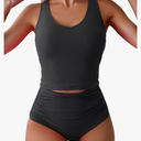 Eomenie Two Piece Tankini Swimsuits for Women Tummy Control Bathing Suits Cutout Back Swim Tank Top with High Waisted Bottom Large