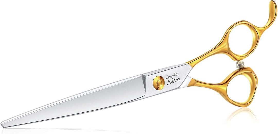 JASON 7.5" Dog Grooming Scissors Cats Trimming Shears Professional Pets Scissor Kit for Right Handed Groomers Gold Sharp Shear