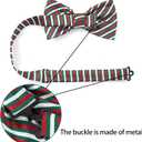 2 x DecTwig Christmas BowTie for Men - Festive Red Holiday BowTies with Snowflake Patterns, Funny Christmas Neck Bow Ties For Men (001-stripe)