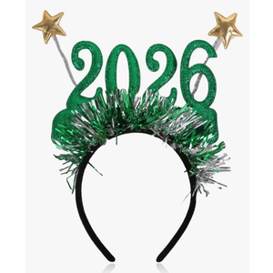 2026 Headband New Year Hair Accessories for Women Girls, Stars Hair Band Winter Christmas Non Slip Headbands Pack of 2