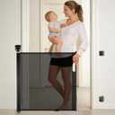 Retractable Baby Safety Gate, 33.8" Tall Extends to 55" Wide, Dual Lock, Adjustable Mounting, Extendable Pet Gate for Hallways, Stairs, Indoor & OutdoorBlack