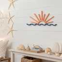 Novabright Sunrise Wall Art Wooden Sun Wall Decor Sunrise Sunset with Wave Ocean Art Sea Beach Themed Room Decor Minimalist Line Sign Nautical Housewarming Gift for Home Bedroom Livingroom Bed(Blue)