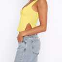 BAIGRAM Women Sleeveless Slim Crop Tank Top Cute Y2K Bustier Sweetheart Neck Strappy Slits Cropped Cami 2025 Summer Going Out Yellow (Yellow, M)