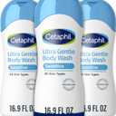 Cetaphil Ultra Gentle Refreshing Body Wash, For Dry to Normal, Sensitive Skin, 16.9oz Pack of 3, Aloe Vera, Calendula, Vitamin B5, Hypoallergenic, Paraben Free, Fragrance Free, Dermatologist Tested