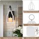 Wood Lanterns Decorative Indoor: Farmhouse Hanging Candle Holder Set of 2 White Table Centerpiece Fireplace Mantle Shelf 11" & 8" Rustic Home Decor Fall Ornaments Whitewashed