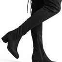 DREAM PAIRS Women's Laurence Over The Knee Thigh High Chunky Heel Boots Long Stretch Sexy Fall Boots (5, Black)