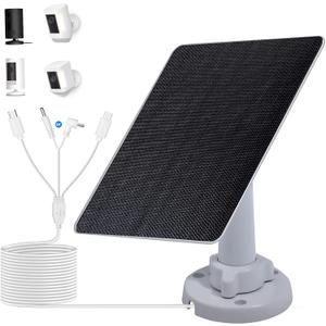 ECO-Worthy Solar Panel for Camera Outdoor Wireless, 5W Fast Charging Compatible with Spotlight & All-New Stick Up Outdoor Cam with USB-C & Barrel Plug & Micro USB, USB C Solar Panel 5V, 9.8ft Cable