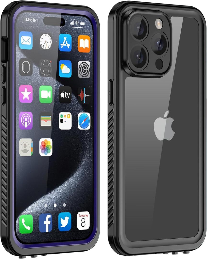 Designed for iPhone 15 Pro Max Case Waterproof, Shockproof, Dustproof, Built-in Screen Protector, Full Protective Case for iPhone 15 Pro Max 6.7' - Purple