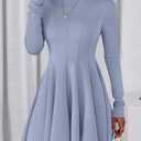PRETTYGARDEN Fall Dresses for Women Elegant Classy 2026 Casual Long Sleeve Swing A Line Ruffle Short Homecoming Party Dress (Blue, M)