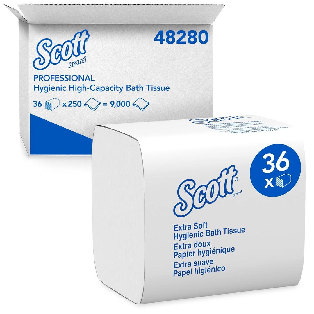 Scott Professional Hygienic High-Capacity Folded Tissue (48280), 2-Ply, White, Single Pull (250 Sheets/ Pack, 36 Packs/ Case, 9000 Sheets/ Case)