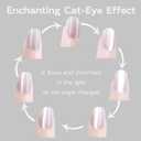 5 x Cat Eye Nails Short Squoval, Shimmery White, Small Size Press on False Nails, 24 Reusable Fake Nails With Stick on Adhesive Tabs