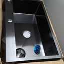 Black Kitchen Sink, Stainless Steel Drop In 33x22x9 Inch Single Bowl Topmount Kitchen Sink Combo-Stainless Grid, Soap Dispenser, Faucet Mat, Drain Strainer Set for Modern Style Kitchen & Bar