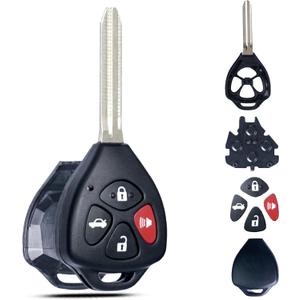 SUPALAND Key Fob Shell Case Replacement Fits for Toyota Camry Corolla Venza Avalon 2007 2008 2009 2010 2011 2012 2013 Keyless Entry Remote Control 4 Button Pad Key Cover