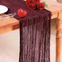 Snowkingdom Burgundy Red Valentine's Table Runner, 10 Ft Cheesecloth Gauze Rustic Boho Cheese Cloth Runner for Wedding Birthday Bridal Baby Shower Christmas Holiday Long Sheer Home Decorations