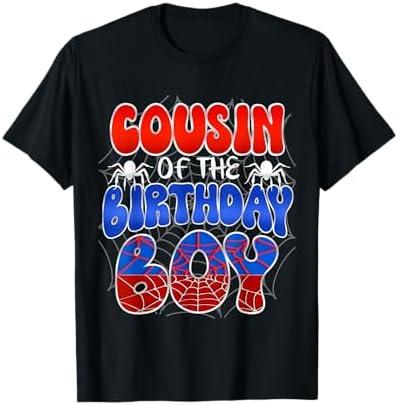 Cousin of the Birthday Boy Costume Spider Web Birthday Party T-Shirt, Size 4T